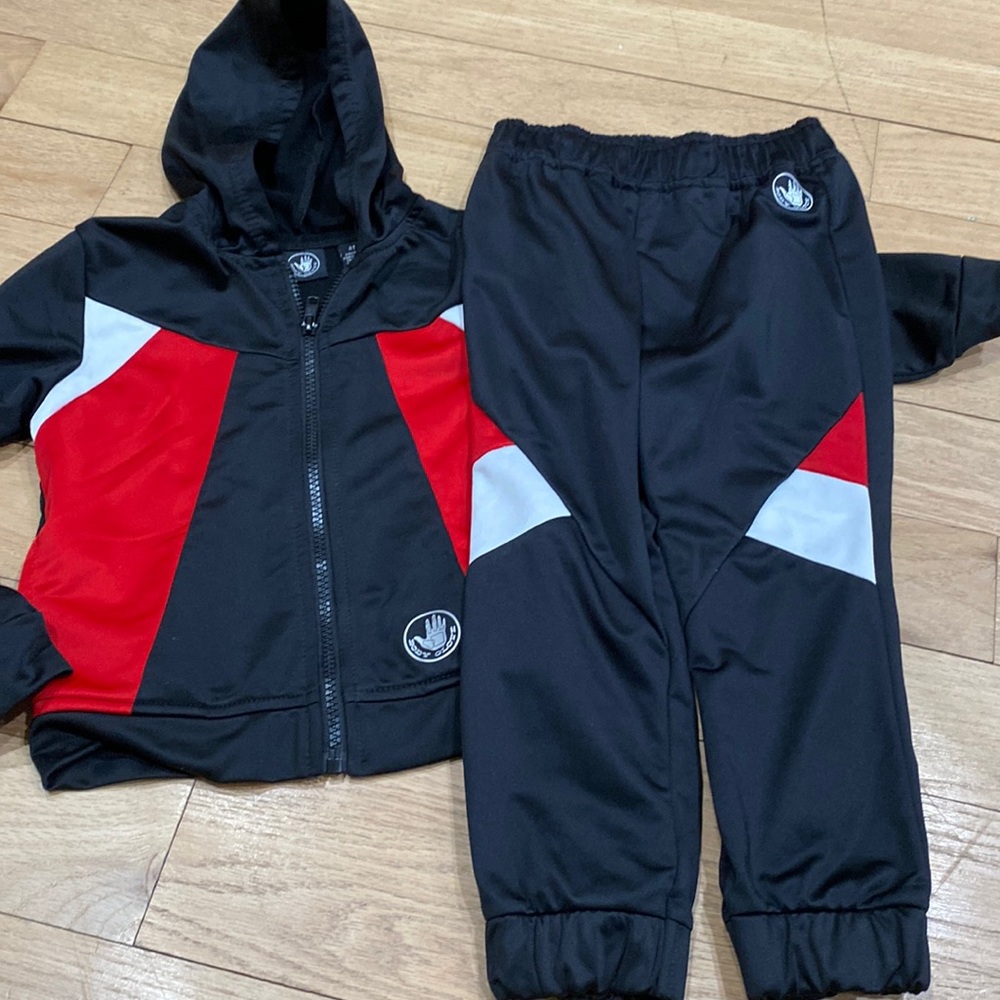 Boys body glove matching set red black white sz 4 track suit